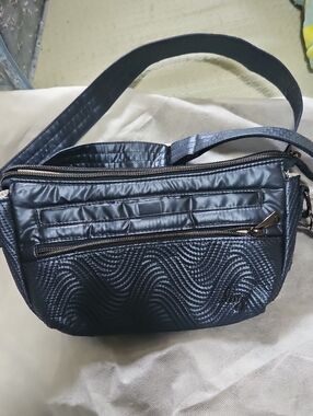 lug Navy Quilted Crossbody Bag with Wave Texture